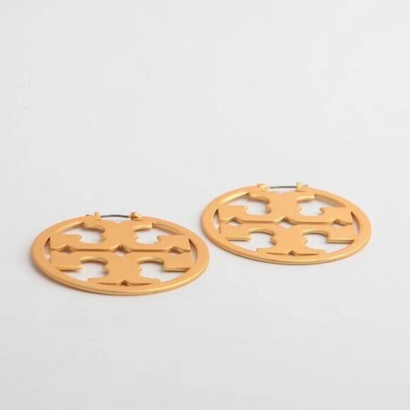 Tory Burch Miller Logo Gold Hoop Earrings - Picture 4 of 4